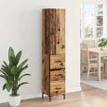 vidaXL Highboard Staré drevo 34,5 x 34 x 180 cm Kompozitné drevo