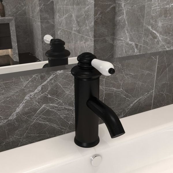 vidaXL Kúpelňová vodovodná batéria čierna 130x180 mm