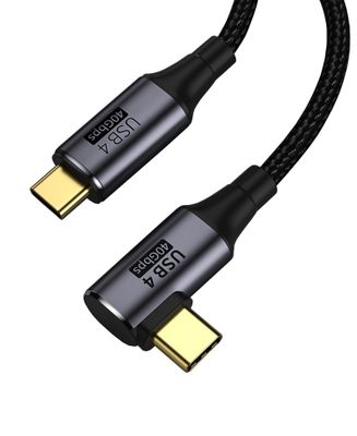 PremiumCord USB4 Gen 3x2 40Gbps 8K @ 60Hz 240W, Thunderbolt, 0,3 m zahnutý