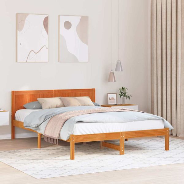 vidaXL Rám postele Hnedá 140 x 200 cm Borovicový masív