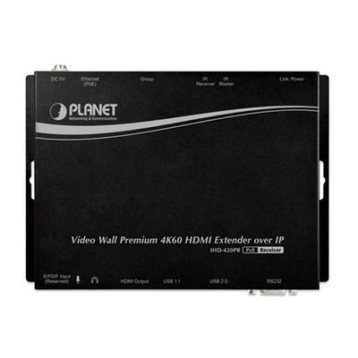 Planet IHD-420PR, HDMI a USB video receiver/ video wall, 4K/60, prijímač, multicast, IR, RS-232, napájanie PoE Extender, prijímač, HDMI, Cat5e/Cat6, 4K UHD, 60fps, 100m, multicast, IR, RS-232, HDMI, USB, napájanie PoE