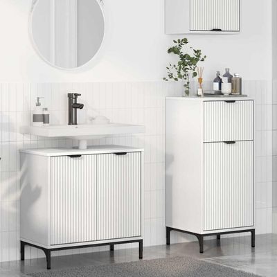 vidaXL Sada kúpeľňového nábytku 2 pcs Biela Spracované drevo a kov