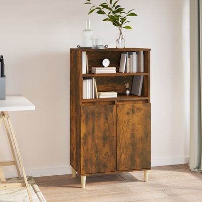vidaXL Vysoká skrinka dymový dub 60x36x110 cm spracované drevo