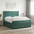 vidaXL LED boxspring posteľ s matracom Tmavozelená 200 x 200 cm Zamat