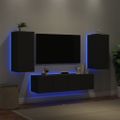 vidaXL 4-dielne TV nástenné skrinky s LED čierne kompozitné drevo