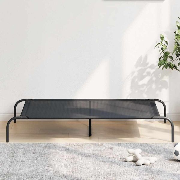 vidaXL Vyvýšená posteľ pre psa Čierna 130x80x20 cm Textil a oceľ