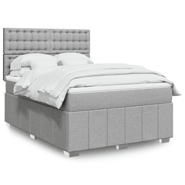 vidaXL Boxspring posteľ s matracom bledosivá 140x200 cm látka