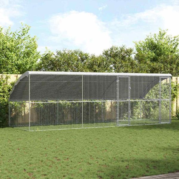 vidaXL Klietka pre sliepky 3 pcs Strieborná 600 x 200 x 200 cm
