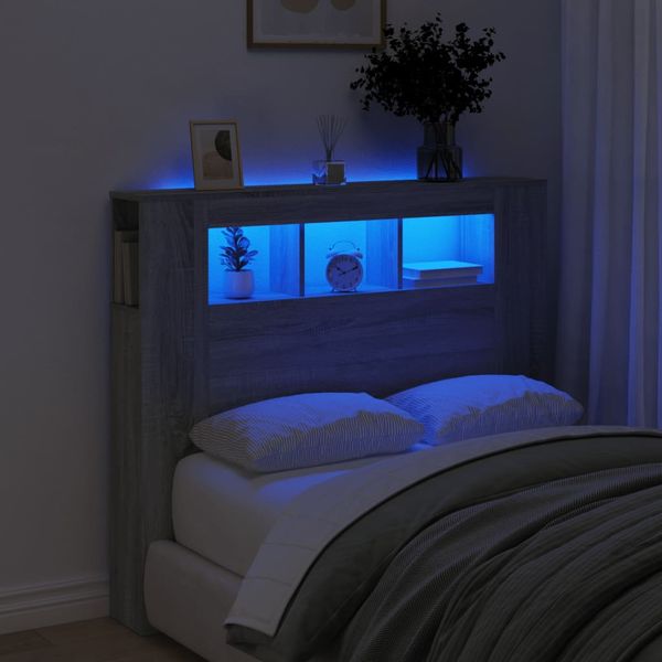 vidaXL Čelo s LED sivý dub sonoma 120x18,5x103,5 cm kompozitné drevo