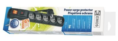 Prepäťová ochrana 5 zásuviek 3m čierna