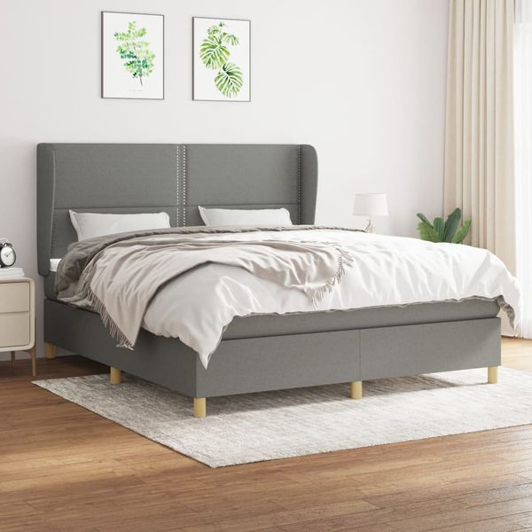 vidaXL Boxspring posteľ s matracom tmavosivá 180x200 cm látka