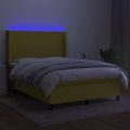 vidaXL Posteľ boxsping s matracom a LED zelená 140x190 cm látka