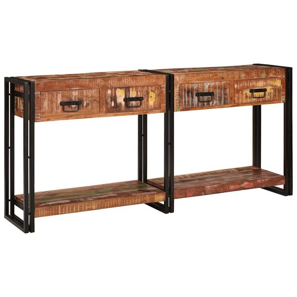 vidaXL Konzolové stolíky s poličkou 2 pcs Viacfarebný 161 x 33 x 75 cm