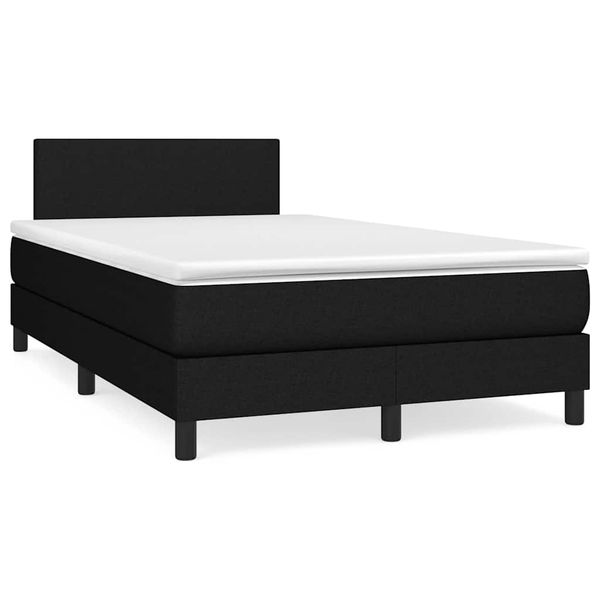 vidaXL Boxspring posteľ s matracom a LED, čierna 120x190 cm, látka