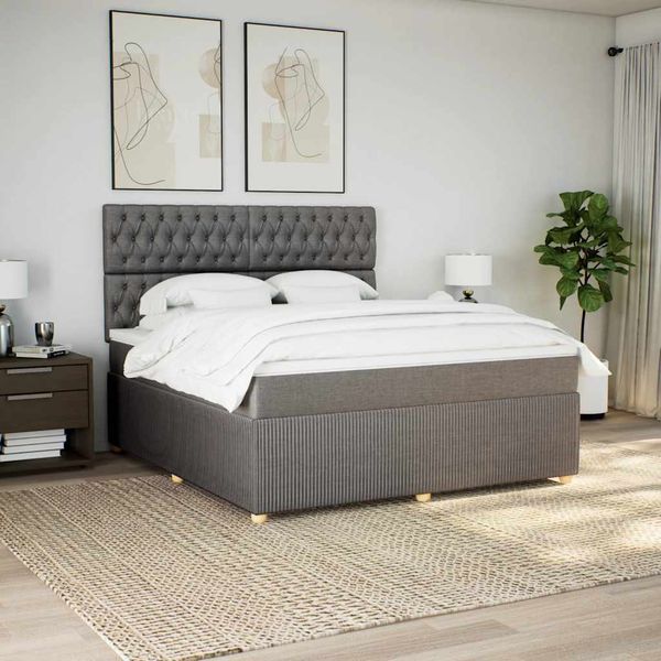 vidaXL Posteľný rám boxspring s matracom sivohned 180x200 cm látka