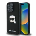 Puzdro Karl Lagerfeld pre iPhone 16 Pro 6,3" KLHMP16LSKHPPLK čierne tvrdé puzdro Silicone KL Head Print MagSafe