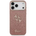 Guess Fixed Glitter Big 4G Metal Frame puzdro na iPhone 17 Pro Max ružová