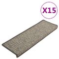 vidaXL Schodové rohože 15 ks 65x21x4 cm béžovo-sivé s obdĺžnikovým okrajom