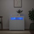 vidaXL Komoda s LED svetlami biela a dub sonoma 80x35x75 cm