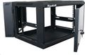 XtendLan 19" dvojdielny stenu montovaný rozvádzač 9U 600x550, nosnosť 60 kg, sklenené dvere, svarovaný, čierna