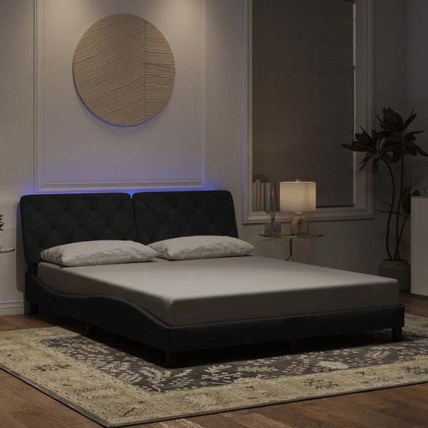 vidaXL Rám postele s LED bez matraca čierny 160x190 cm zamat