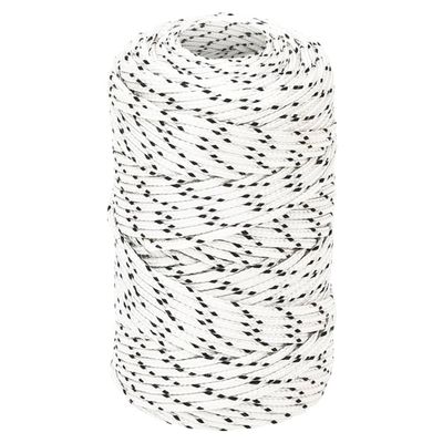 vidaXL Pletené lodné lano biele 2 mm x 250 m polyester