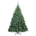 vidaXL Umelý vianočný stromček s 300 LED-i Zelená 180 cm PE a PVC