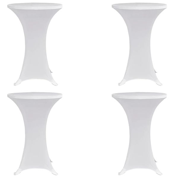 vidaXL Obrusy na stojaci stôl 4 ks biele Ø60 cm naťahovacie