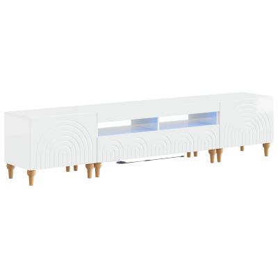 vidaXL 3-dielny LED TV stolík Biela s vysokým leskom Kompozitné drevo
