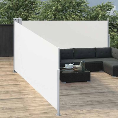 vidaXL Zaťahovacia bočná markíza, krémová 100x1000 cm