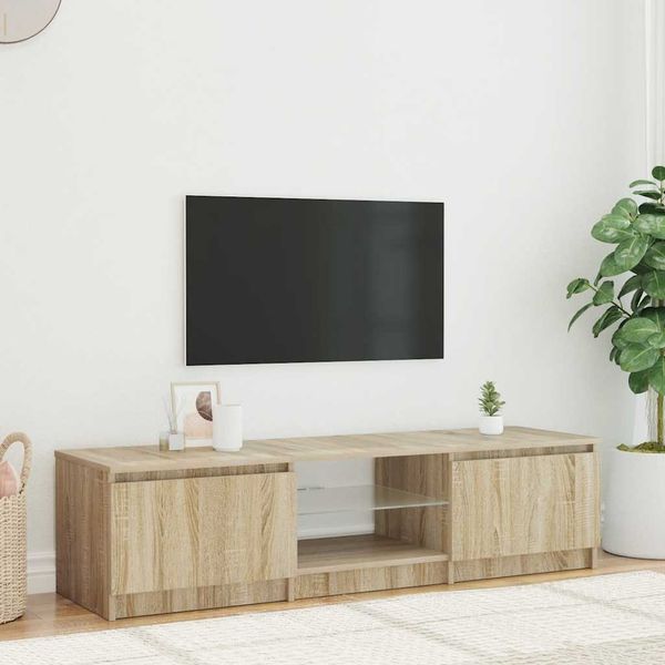 vidaXL TV skrinka s LED svetlami dymový dub 140x40x36 cm