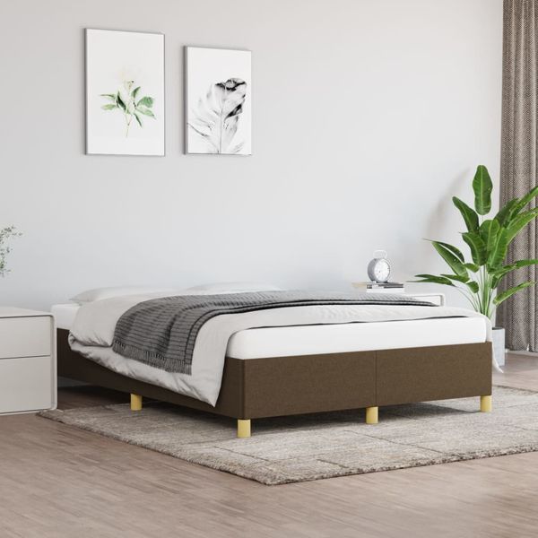 vidaXL Posteľ bez matraca tmavohnedá 140x190 cm látka