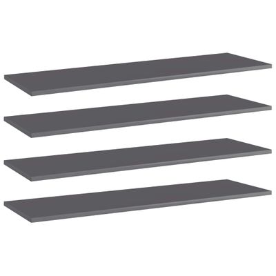 vidaXL Prídavné police 4 ks, lesklé sivé 100x30x1,5 cm, drevotrieska