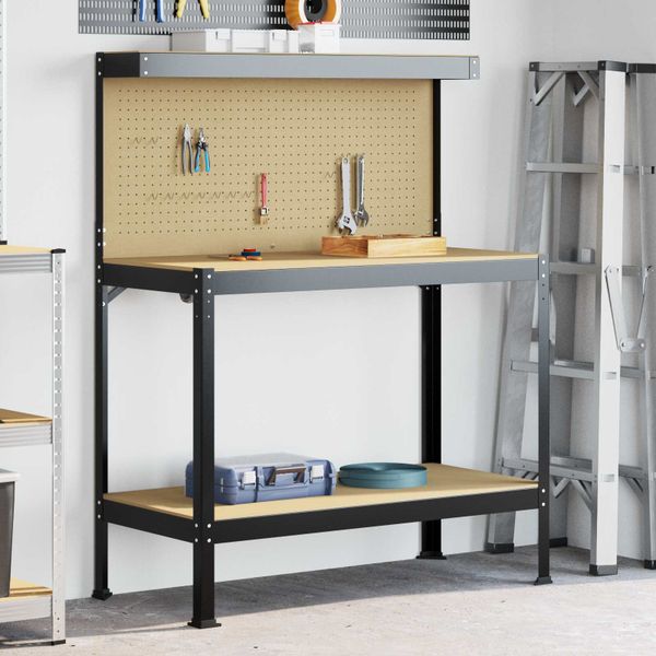 vidaXL Pracovný stôl Čierny 114 x 54 x 145 cm Spracované drevo a kov