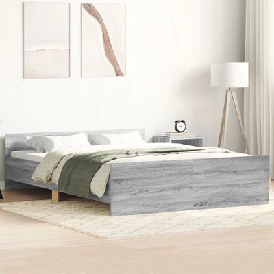 vidaXL Posteľný rám s predným a zadným čelom, sivá sonoma 120x200 cm