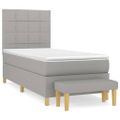 vidaXL Posteľný rám boxsping s matracom bledosivý 90x200 cm látka