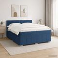 vidaXL LED boxspring posteľ s matracom Modrá 200 x 200 cm Látka