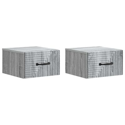 vidaXL Nástenná nočná skrinka 2 pcs Sivá sonoma 34,5 x 33 x 20 cm