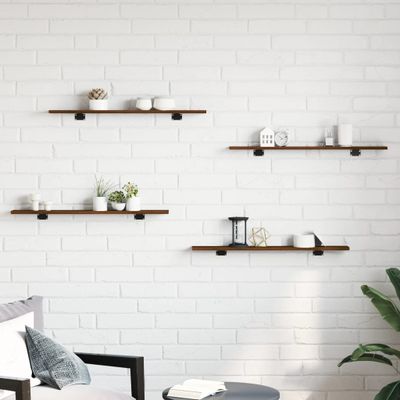 vidaXL Nástenné police 4 ks hnedý dub 80x10x1,5 cm kompozitné drevo