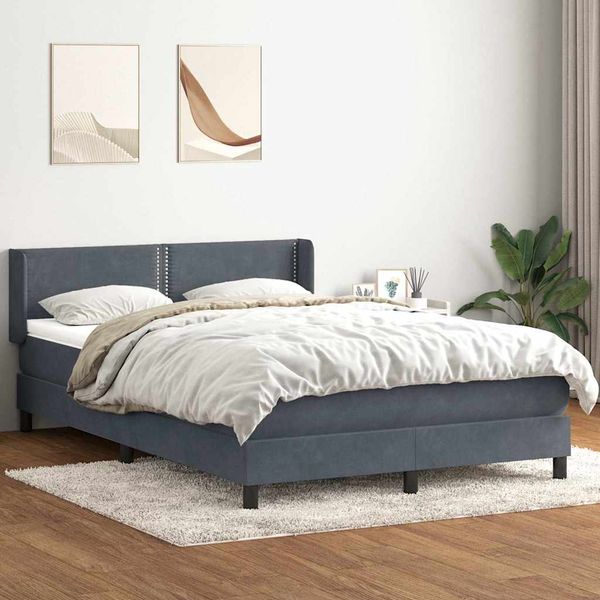 vidaXL Posteľný rám boxspring s matracom tmavosivý 140x210 cm zamat