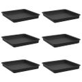 vidaXL Štvorcový kvetinový podnos 6 ks Čierna 18 x 18 x 2 cm Plast
