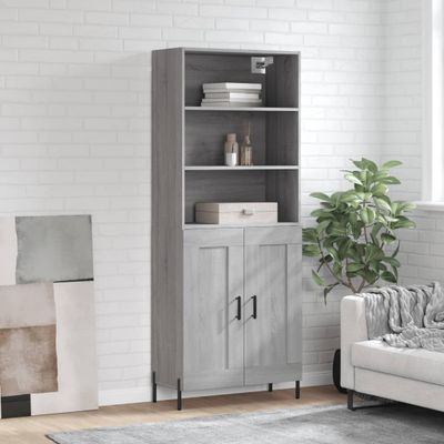 vidaXL Vysoká skrinka sivý dub sonoma 69,5x34x180 cm spracované drevo