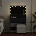 vidaXL Toaletný stolík s LED čierny 80x41x134,5 cm
