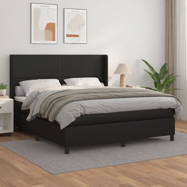 vidaXL Boxspring posteľ s matracom čierna 160x200 cm umelá koža