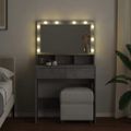 vidaXL Toaletný stolík s LED betónovosivý 80x41x134,5 cm