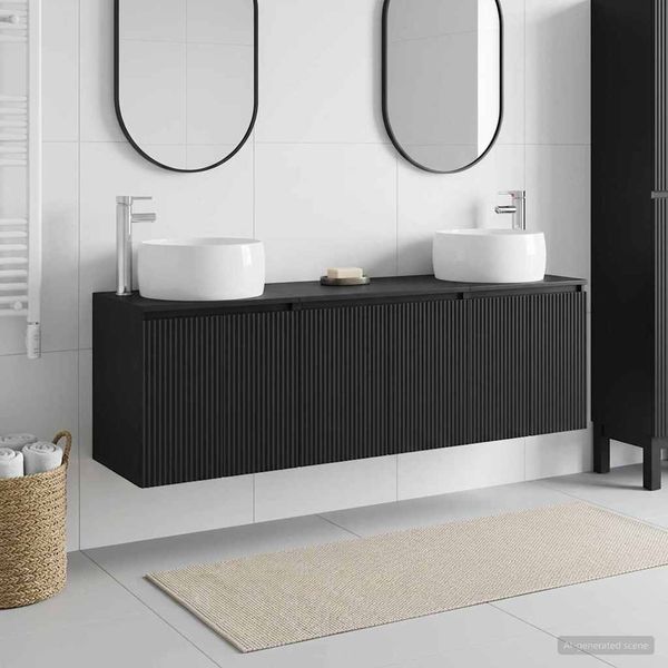 vidaXL Set kabinetov do kúpeľne 3 ks Čierna 49,5 x 44,5 x 66 cm