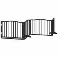 vidaXL Brána pre psa dvere sklad. 6-panel. čierna 480cm topoľové drevo