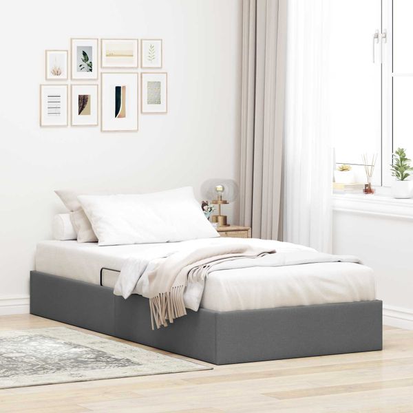 vidaXL Otomanový posteľný rám Tmavo šedá 100 x 200 cm látka