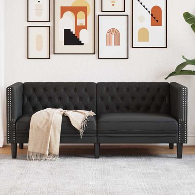 vidaXL Pohovka Čierna 174 x 74,5 x 70,5 cm PVC