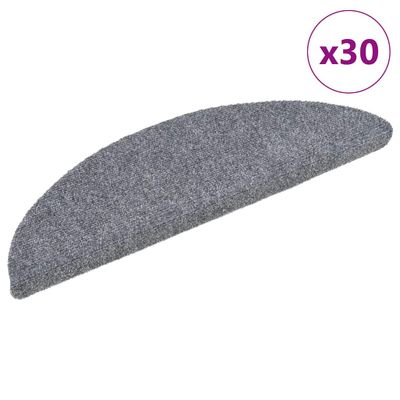 vidaXL Schodové rohože, samolepiace, 30 ks, 56x17x3 cm, svetlosivé, polkruhové